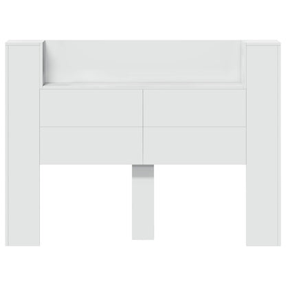 Hoofdbord Kast met LED Wit 140 x 16,5 x 103,5 cm Bewerkt hout