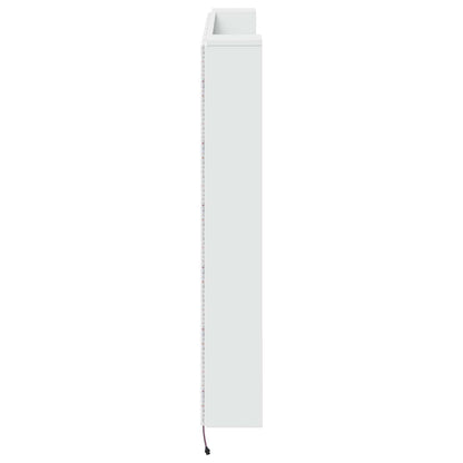 Hoofdbord Kast met LED Wit 140 x 16,5 x 103,5 cm Bewerkt hout