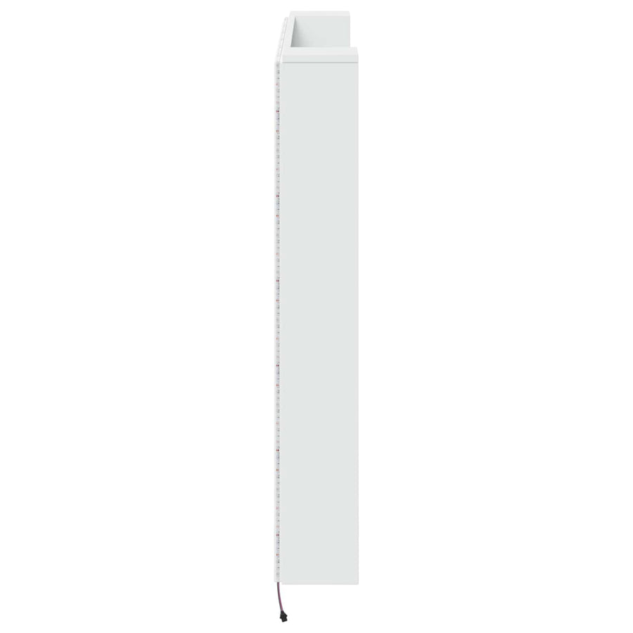 Hoofdbord Kast met LED Wit 140 x 16,5 x 103,5 cm Bewerkt hout