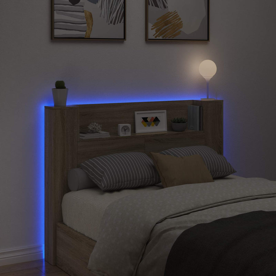 Hoofdbord Kast met LED met plank Sonoma 140 x 16,5 x 103,5 cm