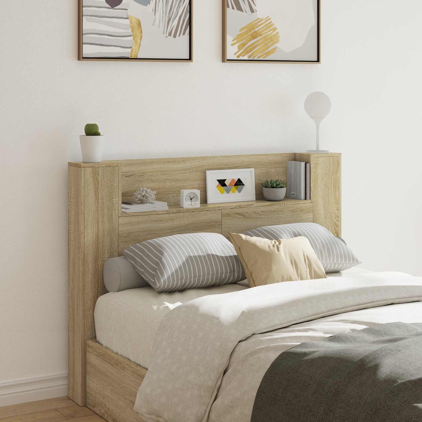 Hoofdbord Kast met LED met plank Sonoma 140 x 16,5 x 103,5 cm
