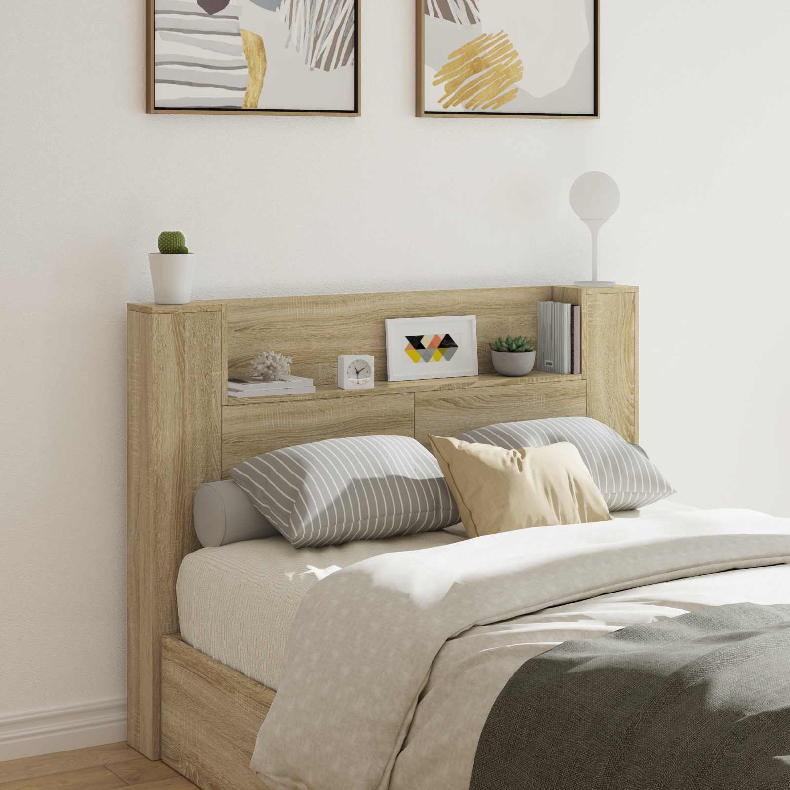 Hoofdbord Kast met LED met plank Sonoma 140 x 16,5 x 103,5 cm