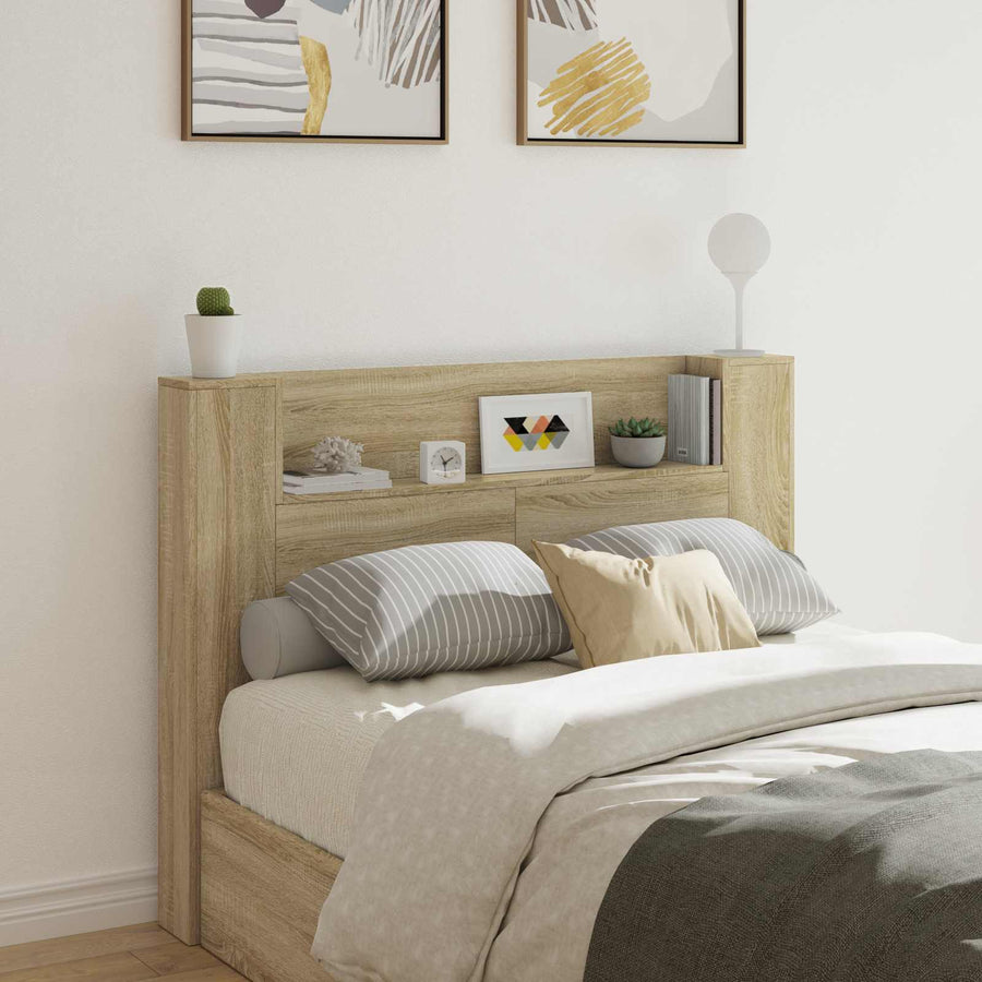 Hoofdbord Kast met LED met plank Sonoma 140 x 16,5 x 103,5 cm