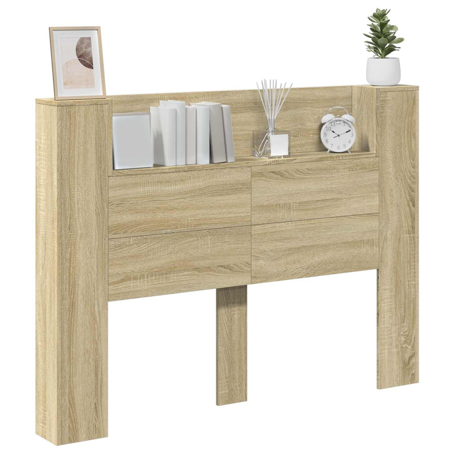 Hoofdbord Kast met LED met plank Sonoma 140 x 16,5 x 103,5 cm