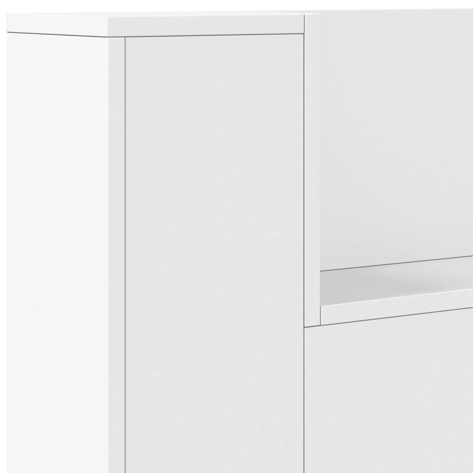 Hoofdbord Kast met LED Wit 160 x 16,5 x 103,5 cm Bewerkt hout