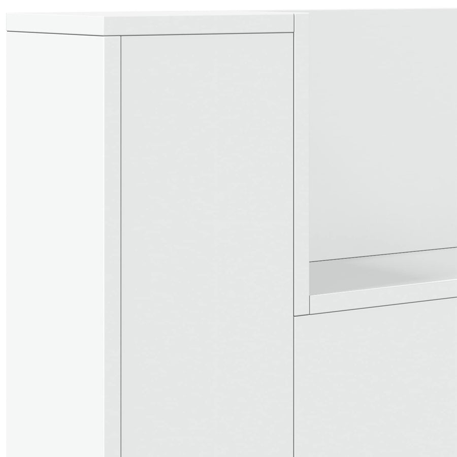 Hoofdbord Kast met LED Wit 160 x 16,5 x 103,5 cm Bewerkt hout