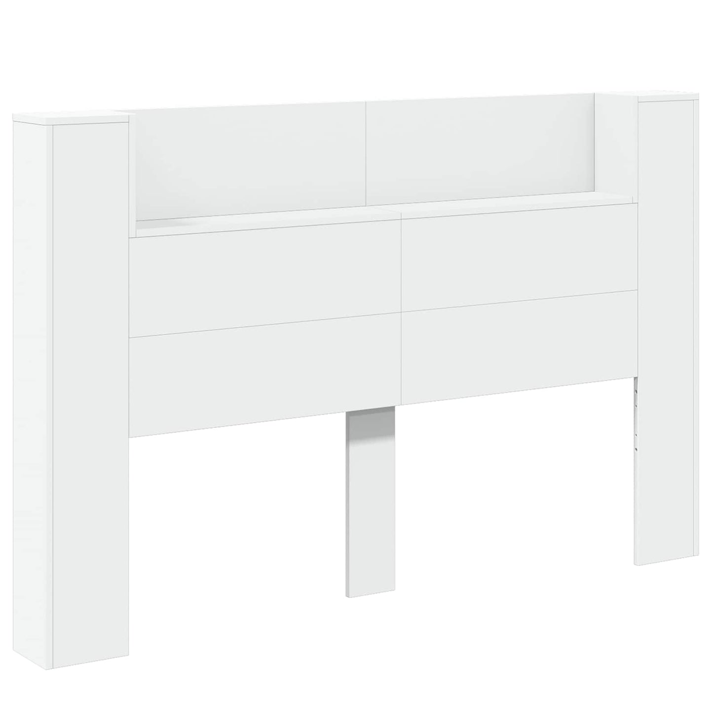 Hoofdbord Kast met LED Wit 160 x 16,5 x 103,5 cm Bewerkt hout