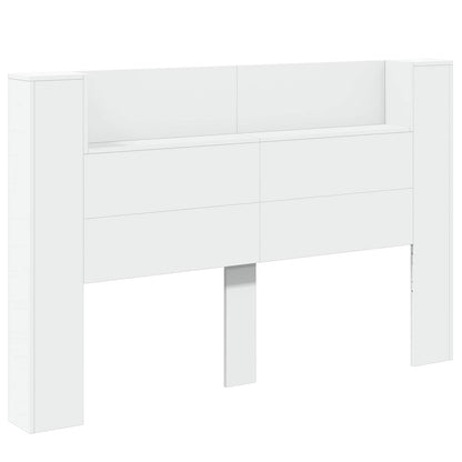 Hoofdbord Kast met LED Wit 160 x 16,5 x 103,5 cm Bewerkt hout