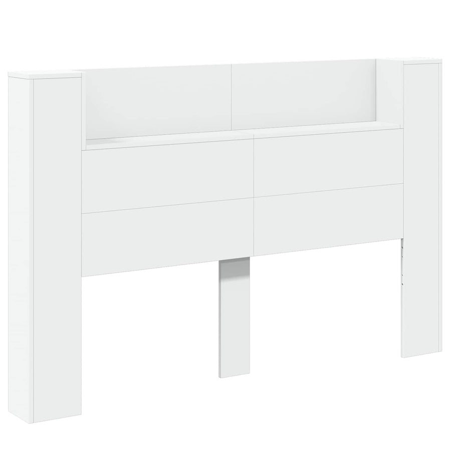 Hoofdbord Kast met LED Wit 160 x 16,5 x 103,5 cm Bewerkt hout