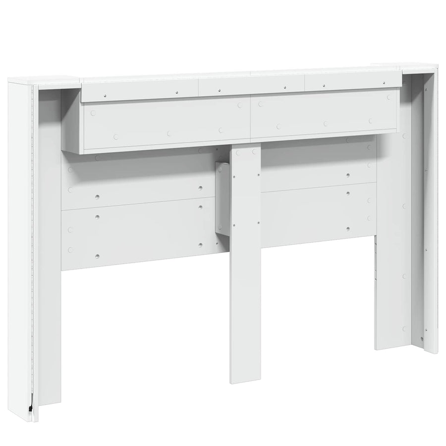 Hoofdbord Kast met LED Wit 160 x 16,5 x 103,5 cm Bewerkt hout