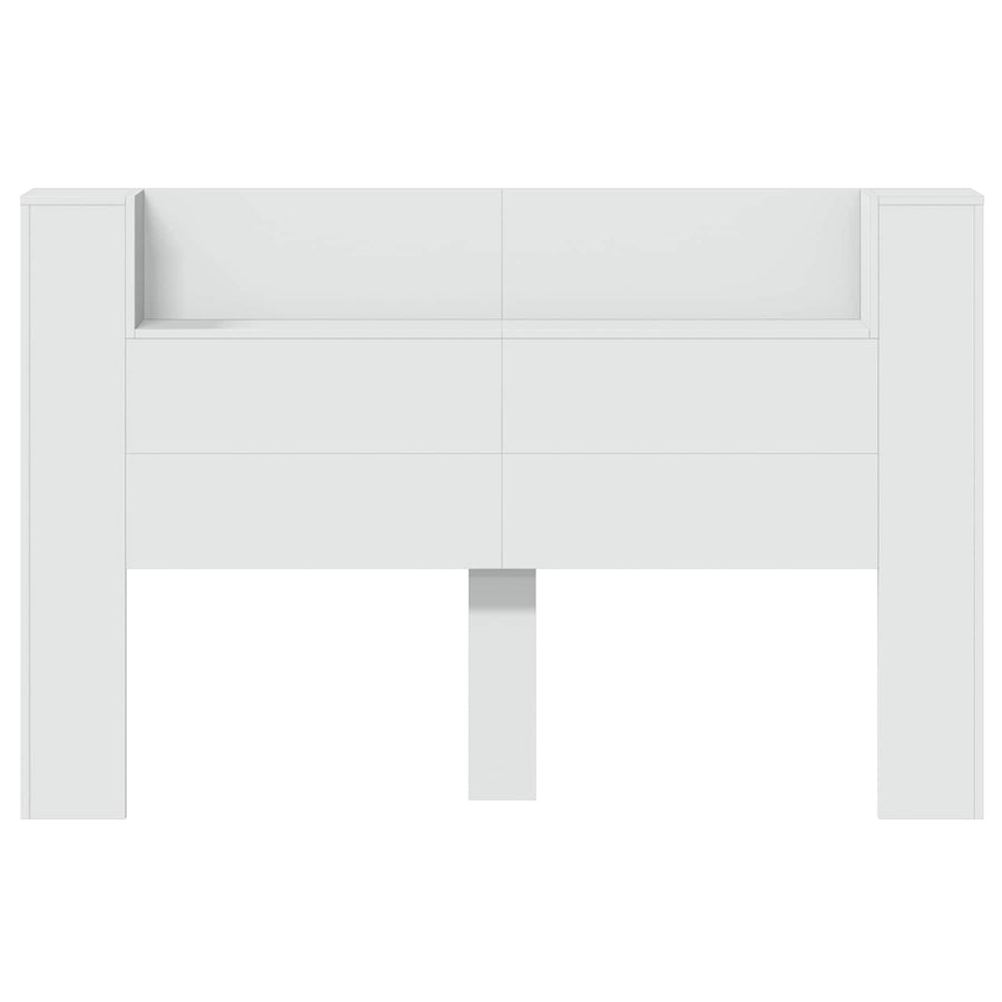 Hoofdbord Kast met LED Wit 160 x 16,5 x 103,5 cm Bewerkt hout