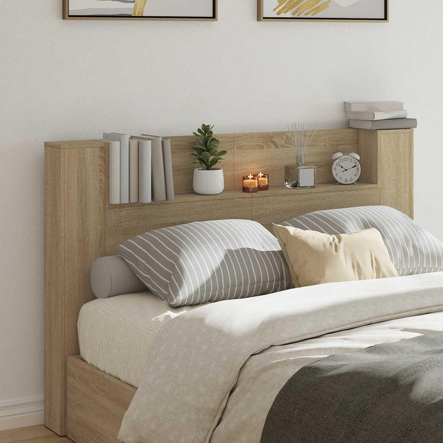 Hoofdbord Kast met LED met plank Sonoma 160 x 16,5 x 103,5 cm