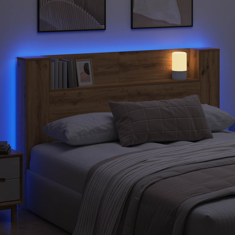 Hoofdbord Kast met LED Artisan Eik 160 x 16,5 x 103,5 cm