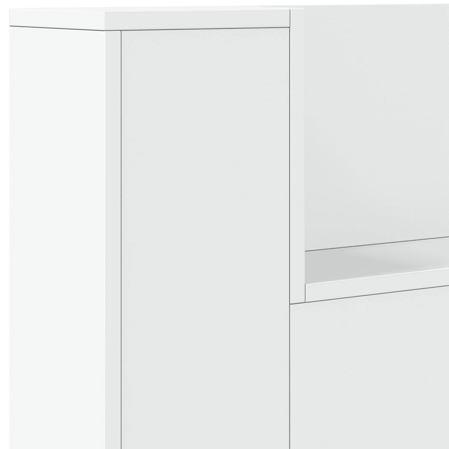 Hoofdbord Kast met LED Wit 180 x 16,5 x 103,5 cm Bewerkt hout