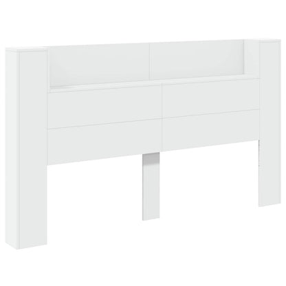 Hoofdbord Kast met LED Wit 180 x 16,5 x 103,5 cm Bewerkt hout