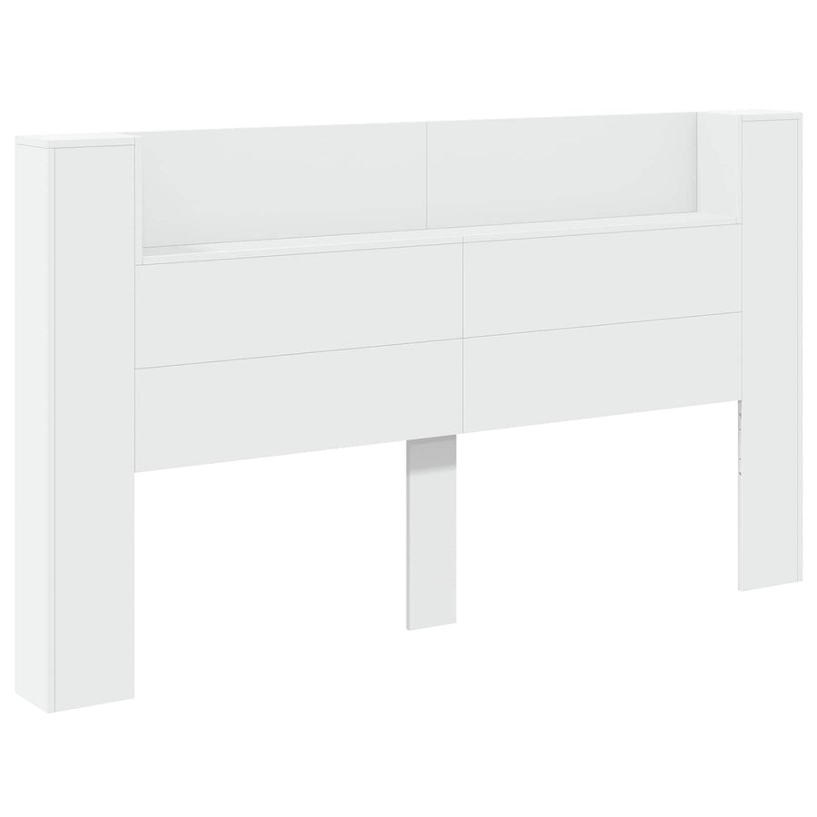 Hoofdbord Kast met LED Wit 180 x 16,5 x 103,5 cm Bewerkt hout