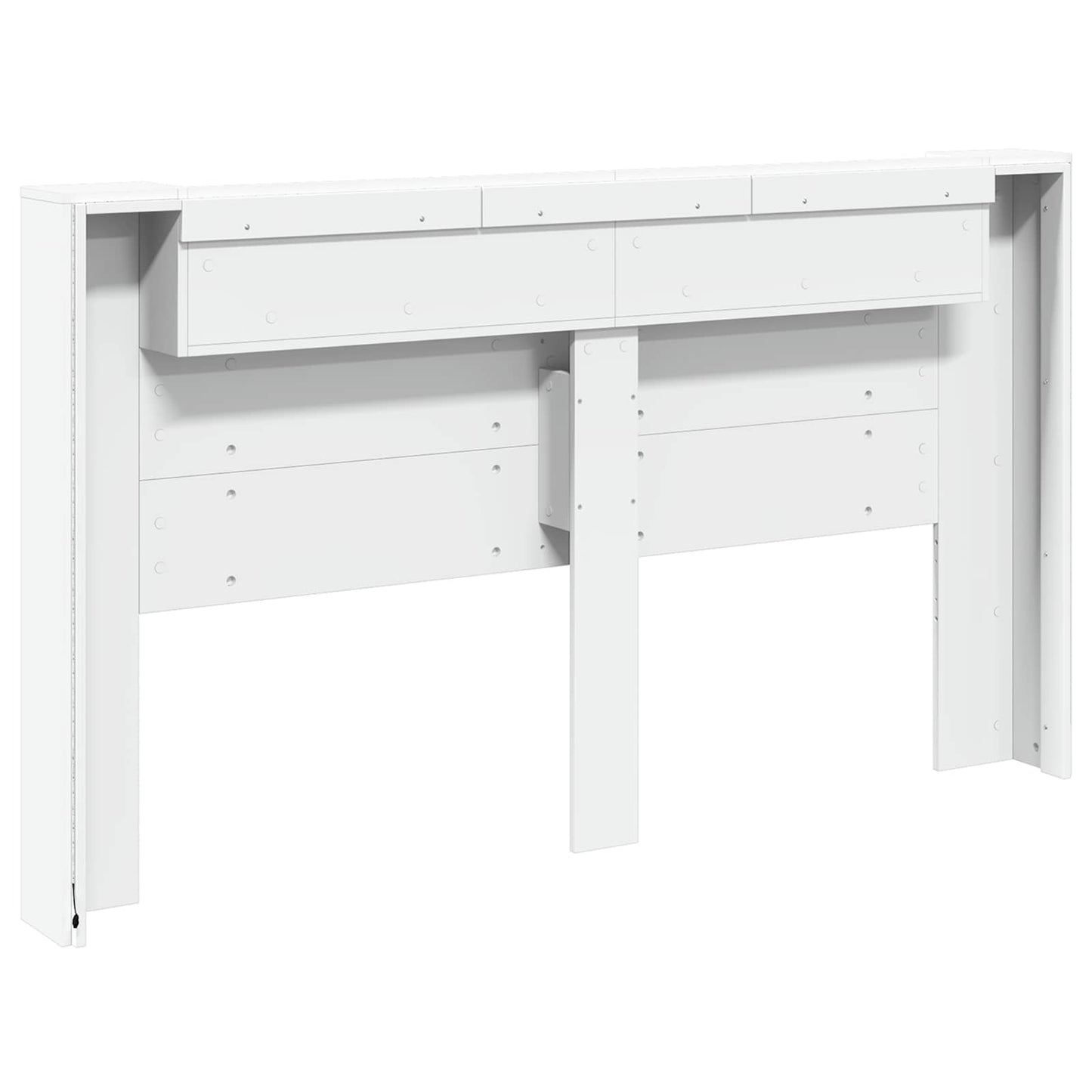 Hoofdbord Kast met LED Wit 180 x 16,5 x 103,5 cm Bewerkt hout