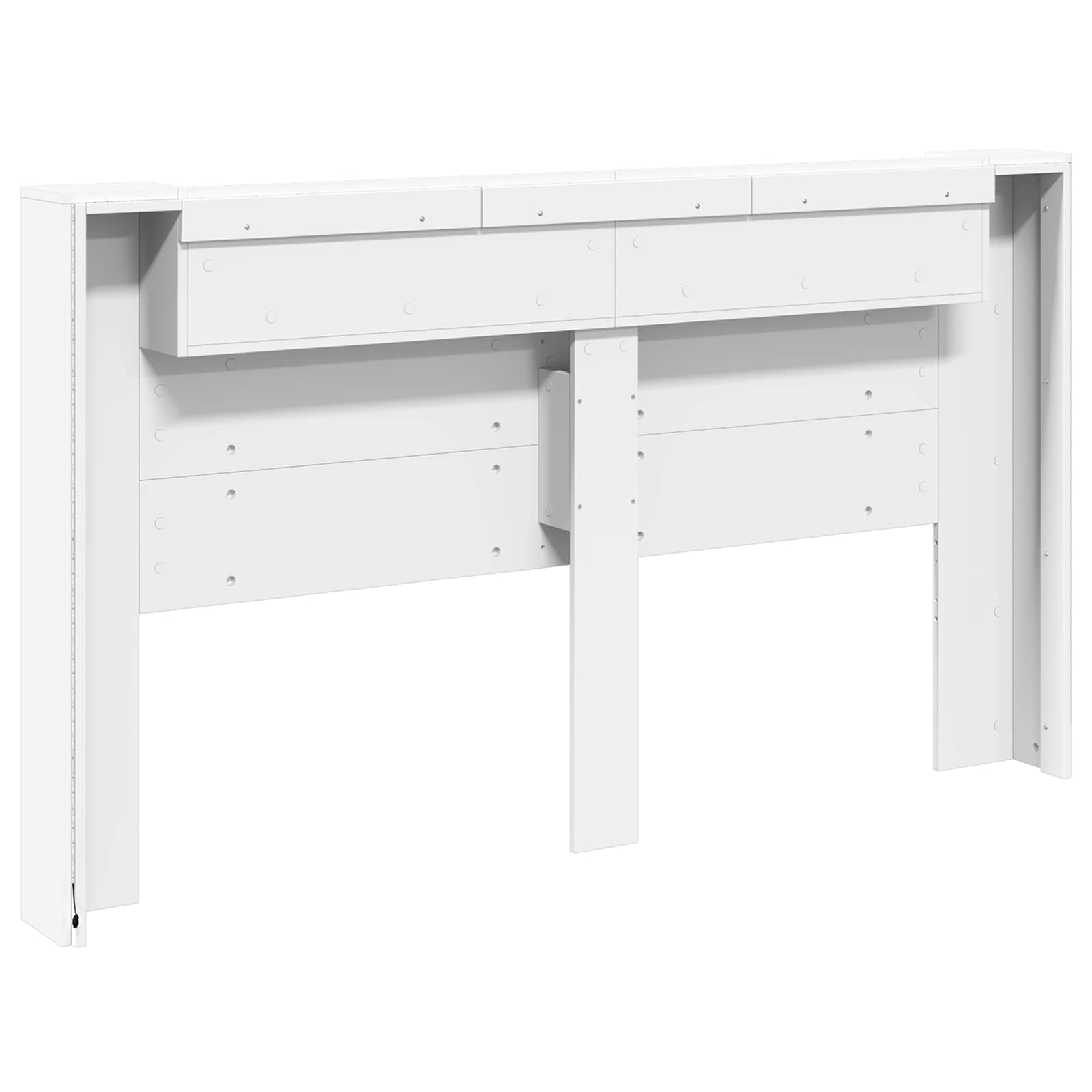Hoofdbord Kast met LED Wit 180 x 16,5 x 103,5 cm Bewerkt hout