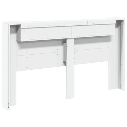 Hoofdbord Kast met LED Wit 180 x 16,5 x 103,5 cm Bewerkt hout