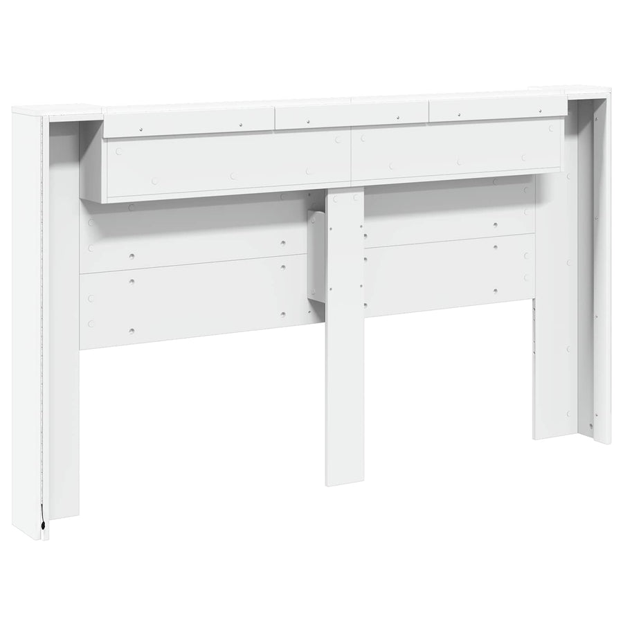 Hoofdbord Kast met LED Wit 180 x 16,5 x 103,5 cm Bewerkt hout