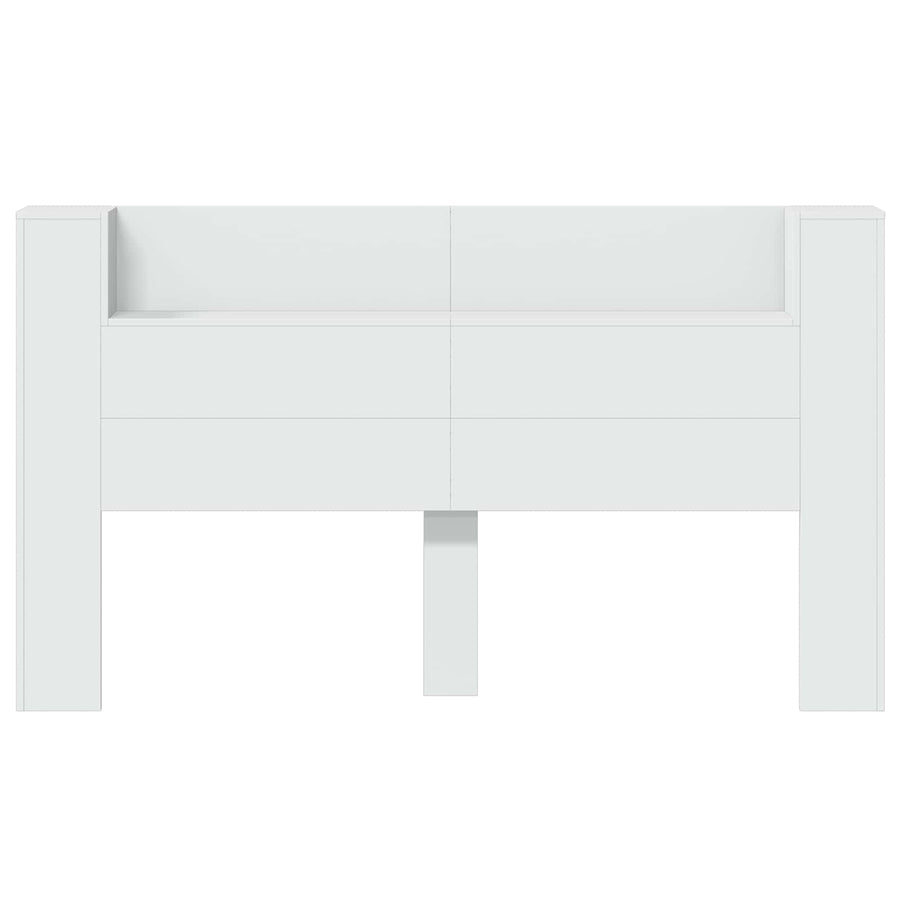 Hoofdbord Kast met LED Wit 180 x 16,5 x 103,5 cm Bewerkt hout