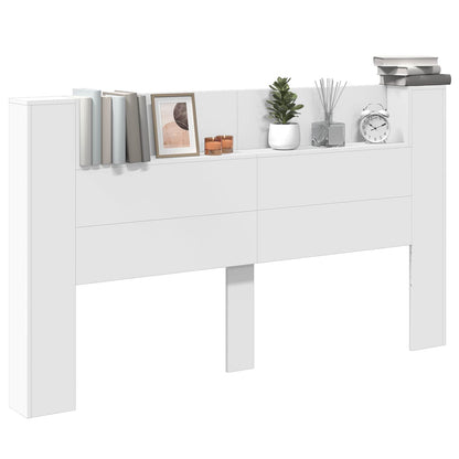 Hoofdbord Kast met LED Wit 180 x 16,5 x 103,5 cm Bewerkt hout