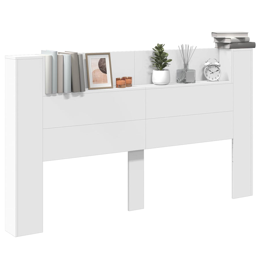 Hoofdbord Kast met LED Wit 180 x 16,5 x 103,5 cm Bewerkt hout