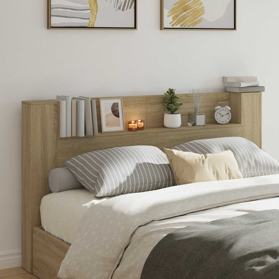 Hoofdbord Kast met LED met plank Sonoma 180 x 16,5 x 103,5 cm