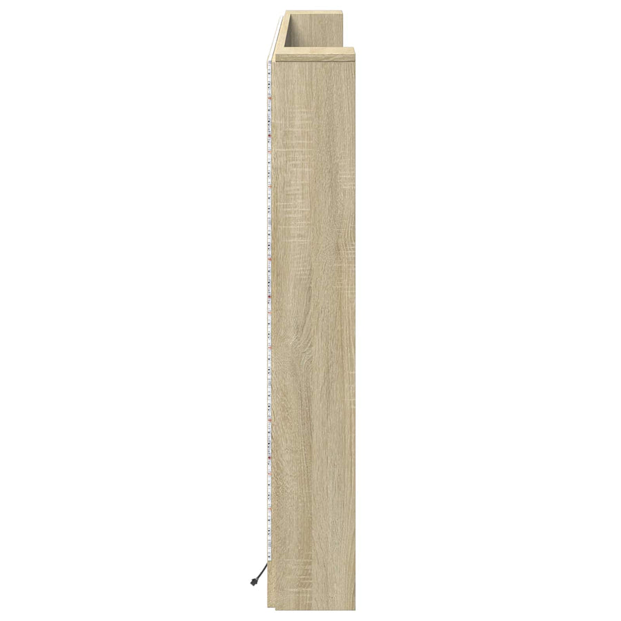Hoofdbord Kast met LED met plank Sonoma 180 x 16,5 x 103,5 cm