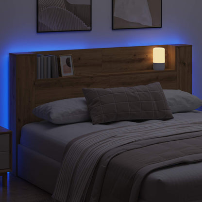 Hoofdbord Kast met LED Ambachtelijk eiken 180 x 16,5 x 103,5 cm
