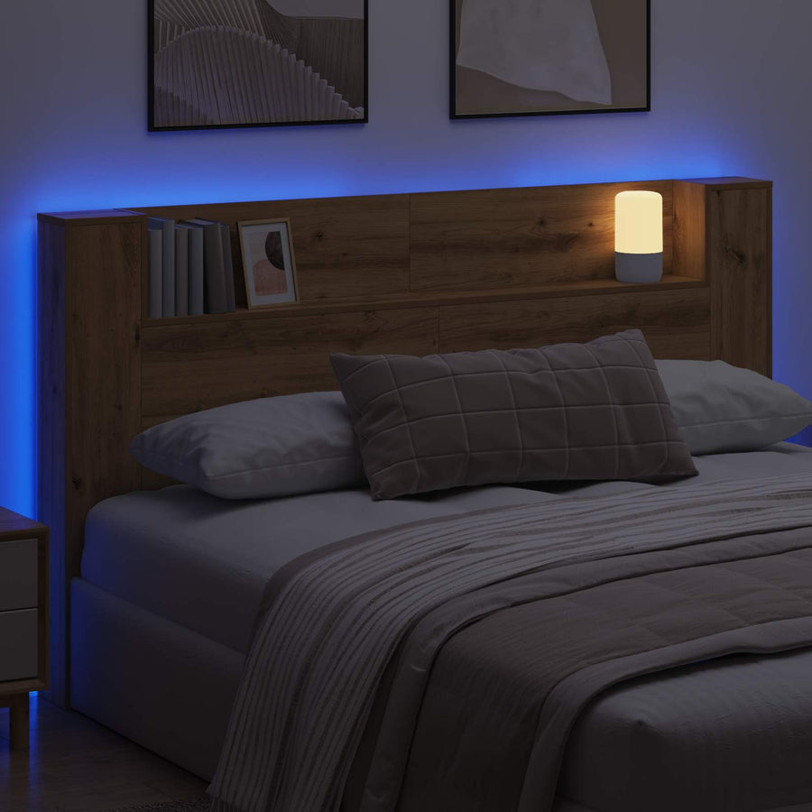 Hoofdbord Kast met LED Ambachtelijk eiken 180 x 16,5 x 103,5 cm