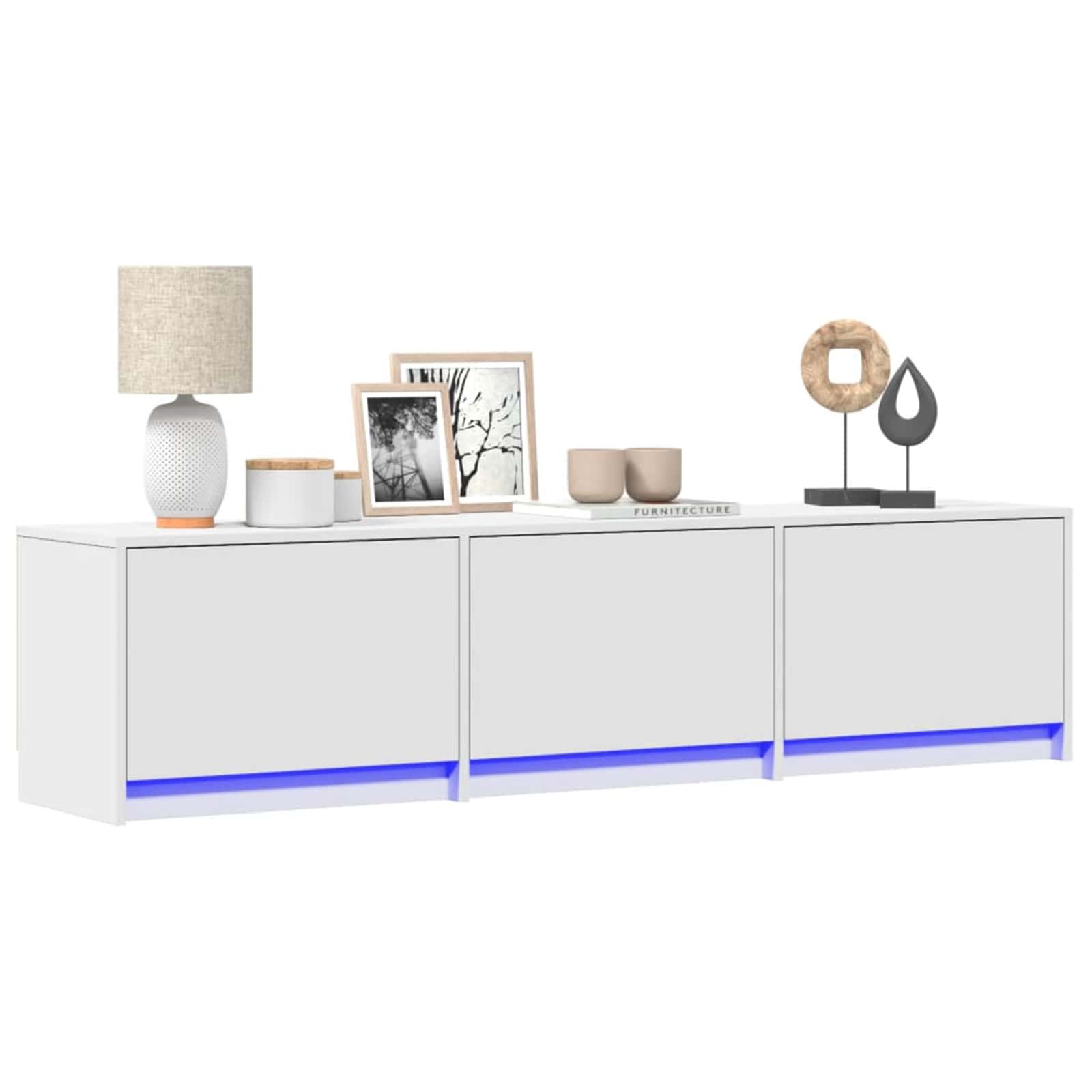 TV-kast met LED met lade Wit 165 x 34 x 40 cm Bewerkt hout