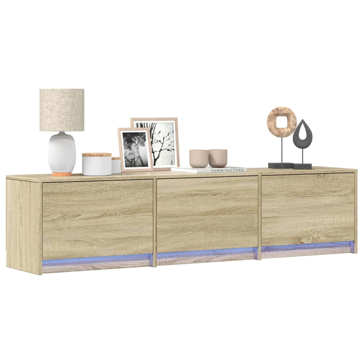 TV-kast met LED met lade Sonoma 165 x 34 x 40 cm Bewerkt hout