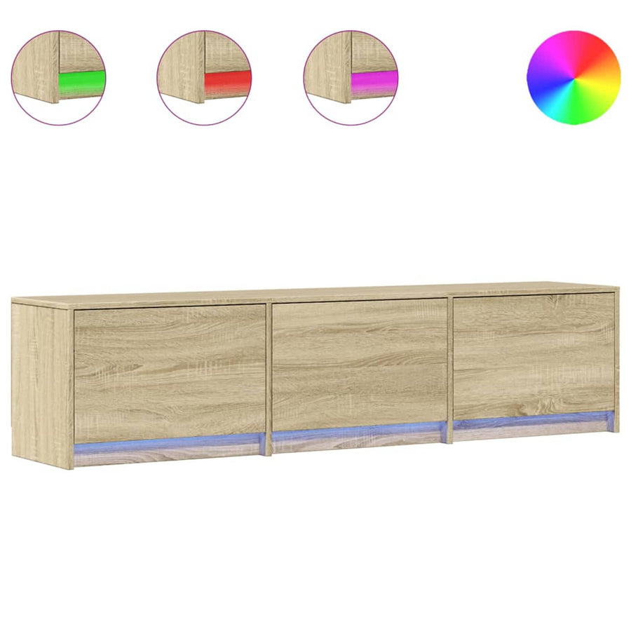 TV-kast met LED met lade Sonoma 165 x 34 x 40 cm Bewerkt hout
