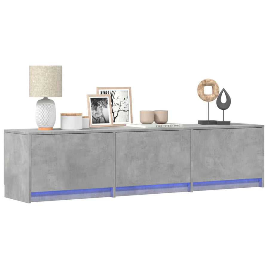 TV-kast met LED Betonkleurig 165 x 34 x 40 cm Bewerkt hout
