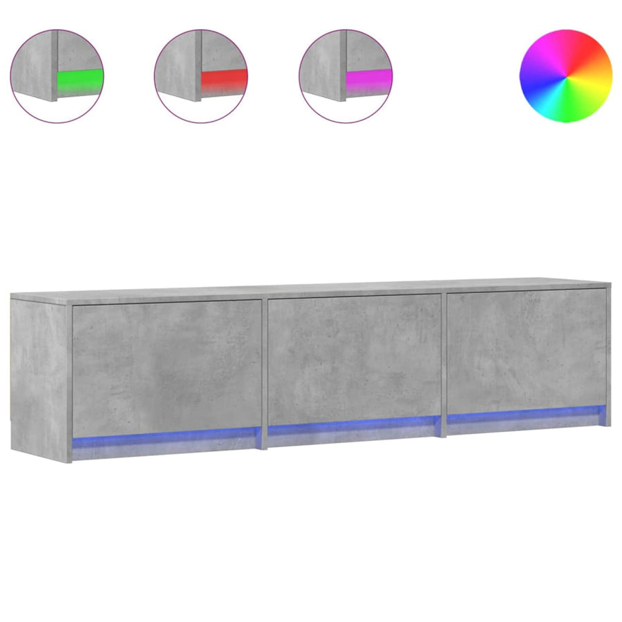 TV-kast met LED Betonkleurig 165 x 34 x 40 cm Bewerkt hout