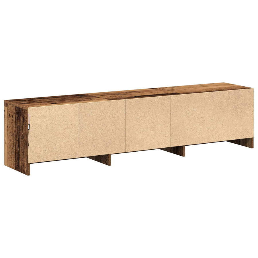 TV-kast met LED met lade Oudhout 165 x 34 x 40 cm Bewerkt hout