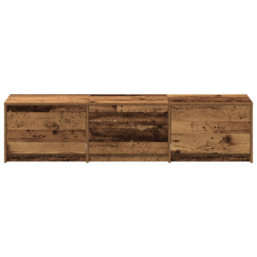 TV-kast met LED met lade Oudhout 165 x 34 x 40 cm Bewerkt hout