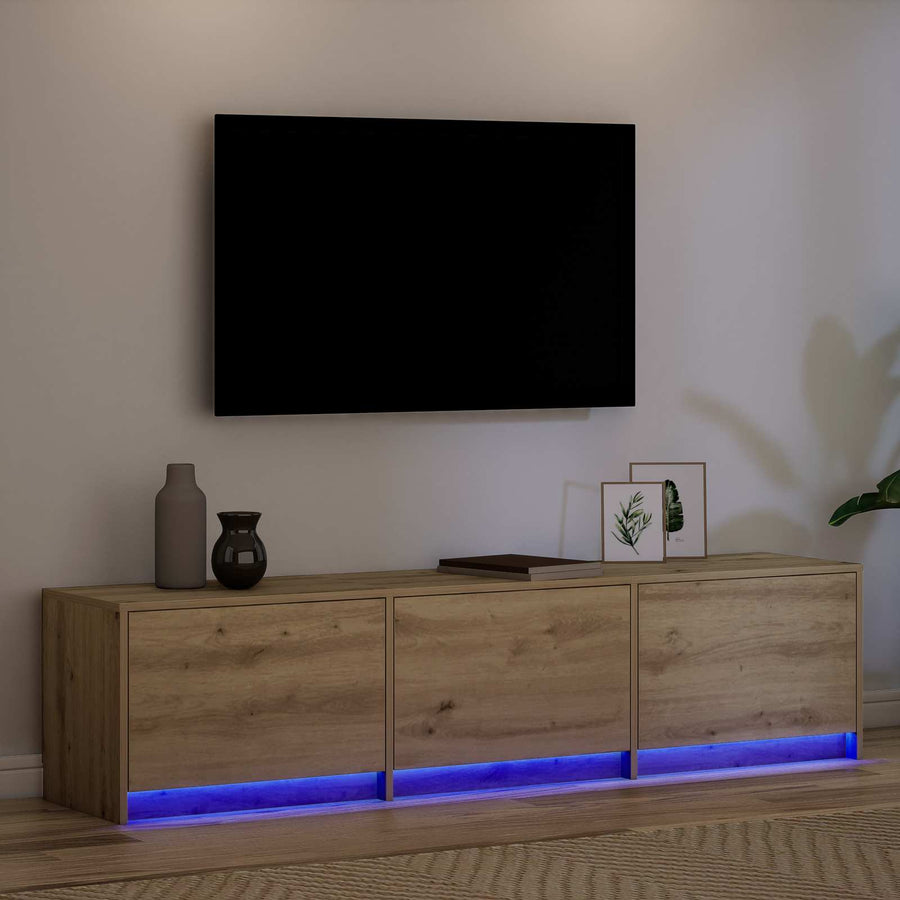 TV-kast met LED Artisan Eiken 165 x 34 x 40 cm Bewerkt hout