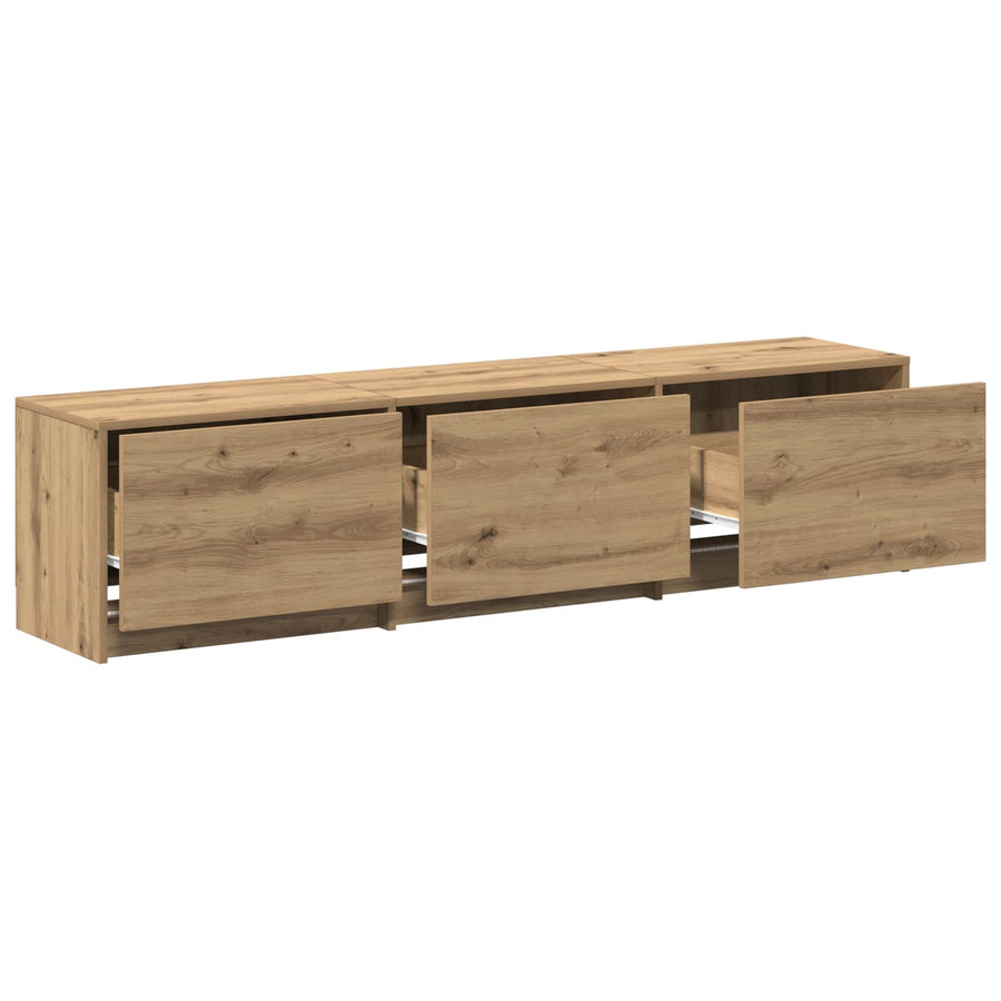 TV-kast met LED Artisan Eiken 165 x 34 x 40 cm Bewerkt hout