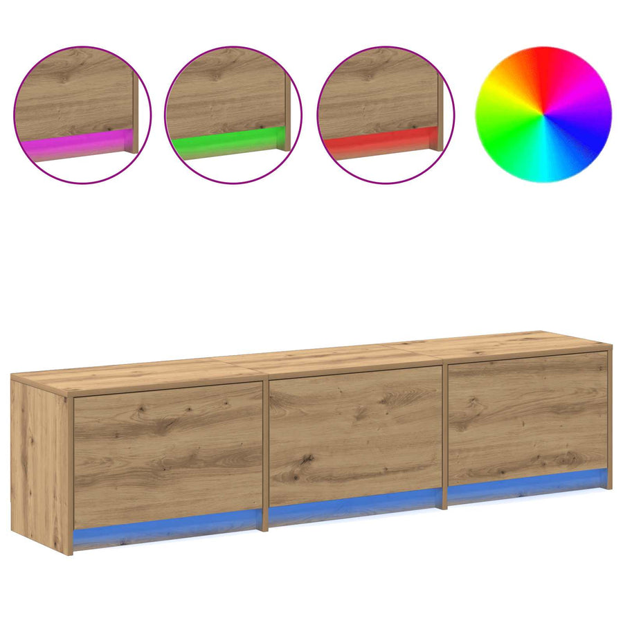 TV-kast met LED Artisan Eiken 165 x 34 x 40 cm Bewerkt hout