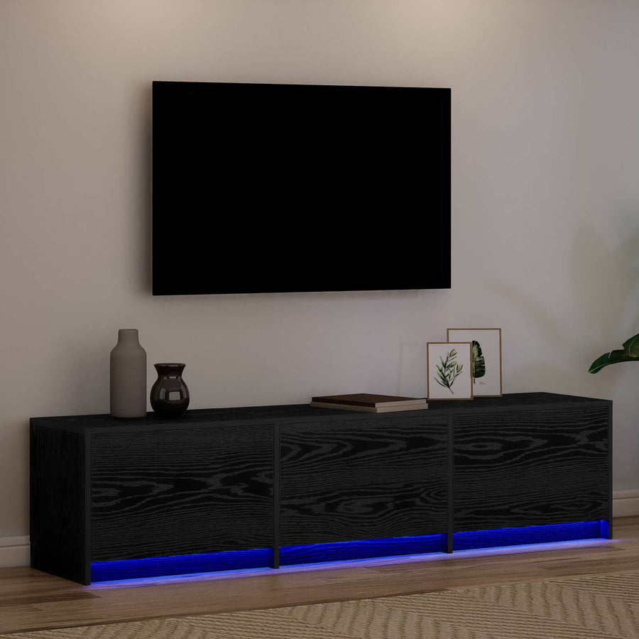 TV-kast met LED Zwart Eiken 165 x 34 x 40 cm Bewerkt hout