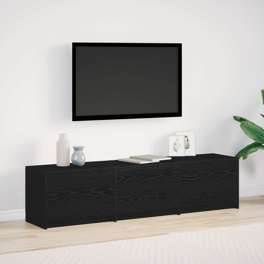 TV-kast met LED Zwart Eiken 165 x 34 x 40 cm Bewerkt hout