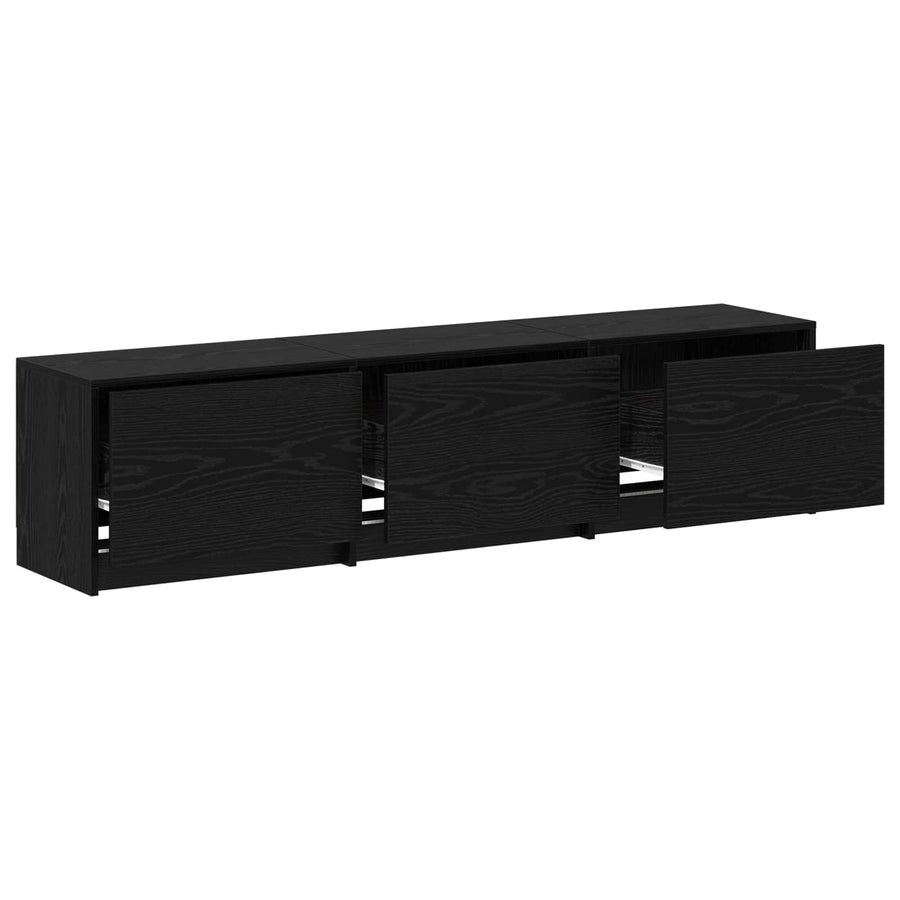 TV-kast met LED Zwart Eiken 165 x 34 x 40 cm Bewerkt hout