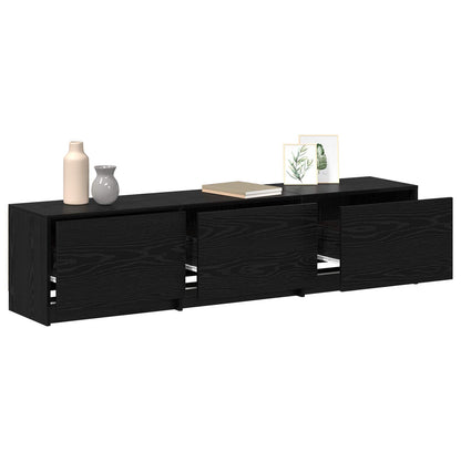 TV-kast met LED Zwart Eiken 165 x 34 x 40 cm Bewerkt hout