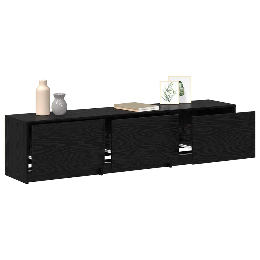 TV-kast met LED Zwart Eiken 165 x 34 x 40 cm Bewerkt hout