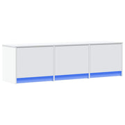 Tv-kast 140x34x40 cm bewerkt hout wit met LED
