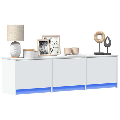 TV-kast met LED met lade Wit 140 x 34 x 40 cm Bewerkt hout