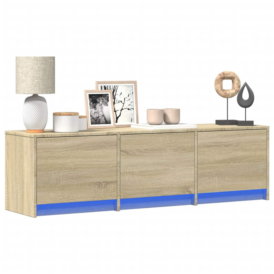 TV-kast met LED met lade Sonoma 140 x 34 x 40 cm Bewerkt hout