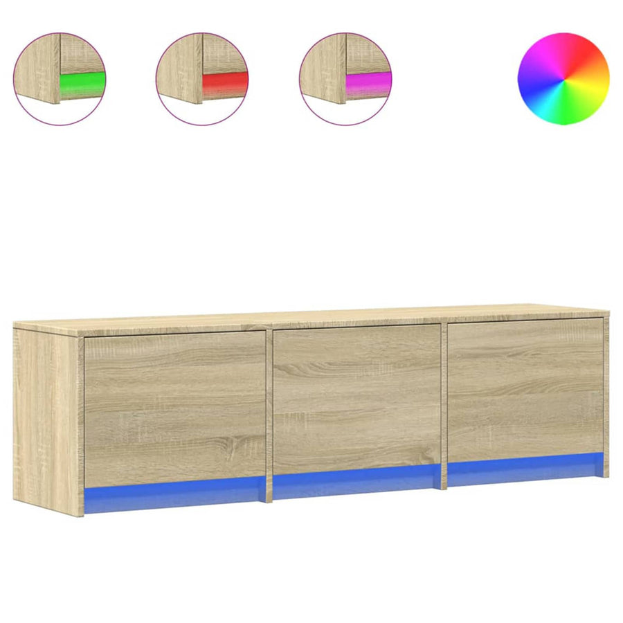 TV-kast met LED met lade Sonoma 140 x 34 x 40 cm Bewerkt hout